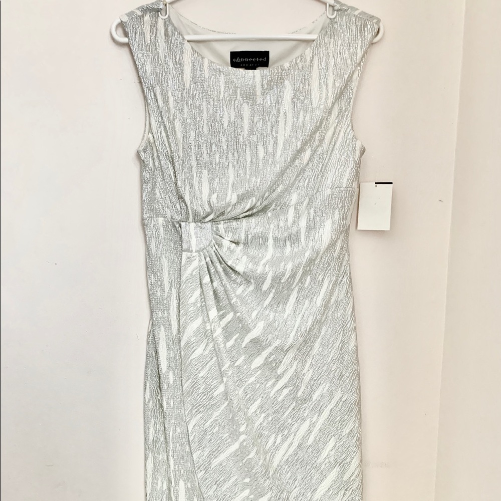 Metallic Silver & White Cocktail Dress